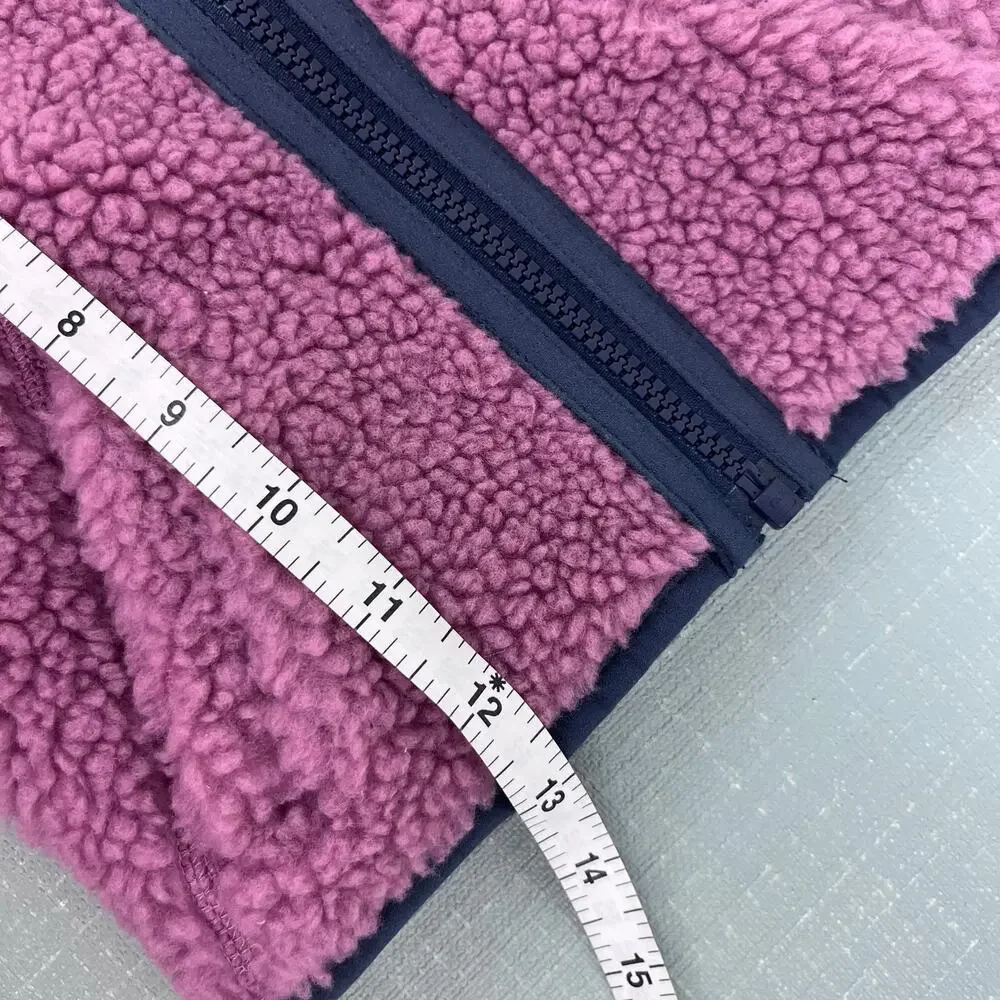 L.L. Bean Infants' Sherpa Fleece Vest Mauve Berry Carbon Navy 6-12 Months NWT